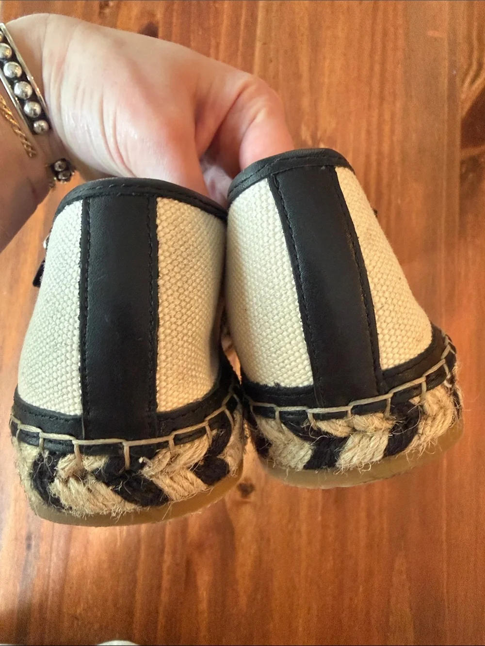 Madewell Cream and Black Mary Jane Canvas Espadrilles 8.5